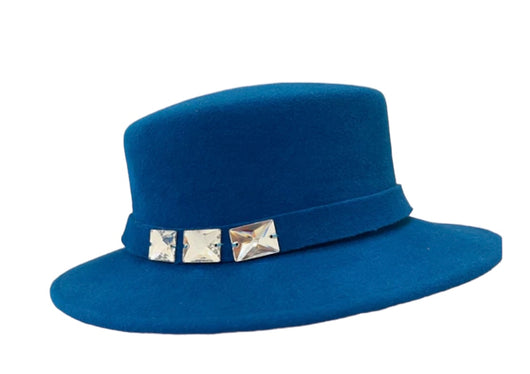 Turquiose Boater with crystals med/large.