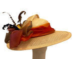 Derby Hat - Ivory sinamay with silk organza trim