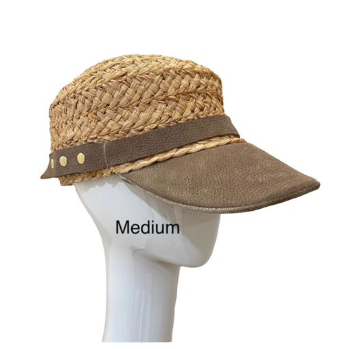 Raffia Sport hat - leather brim - medium