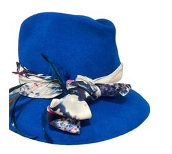 Turquoise blue ‘Grace’ With hand dyed sage ribbon- Medium.