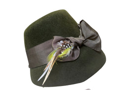 Forest Green vintage styled  cloche medium