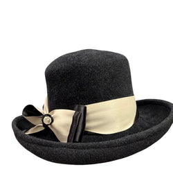 Black Bowler Satin trim Med