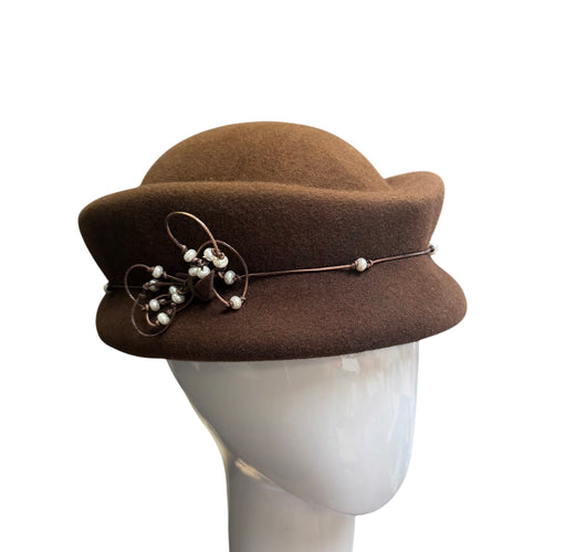 Chocolate Brown Revere with pearls. L/XL
