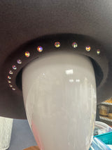 Grey Asymmetrical Hat with beading 57-58cm