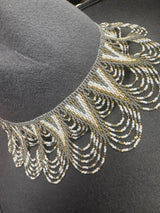 Grey Asymmetrical Hat with beading 57-58cm