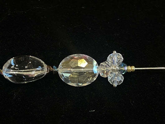 Silver tone crystal hat pin. 6