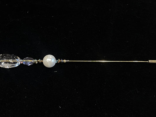 Gold/Silver tone crystal hat pin. 6