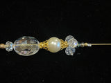 Gold /silver tone crystal hat pin. 6"