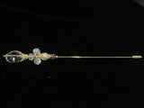 Gold/Silver tone crystal hat pin. 6"