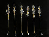 Gold /silver tone crystal hat pin. 6"