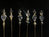 Gold /silver tone crystal hat pin. 6"