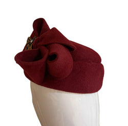 Cranberry Bowed cocktail Hat