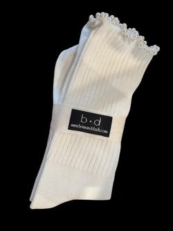 Soft bamboo socks with pearl trim 9-11