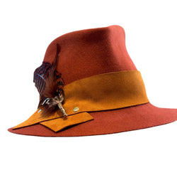 Pumpkin Mad Hatter with suede trim - large