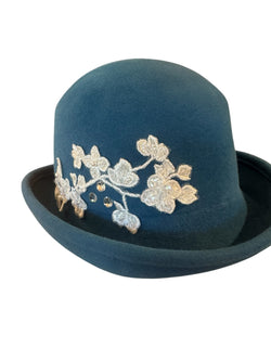 Turquoise Bowler with Lace 55cm