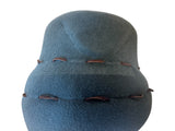 Asymmetrical, teal blue cloche, medium/ large