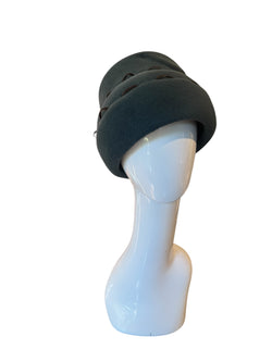 Asymmetrical, teal blue cloche, medium/ large