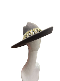 Grey Asymmetrical Hat with beading 57-58cm