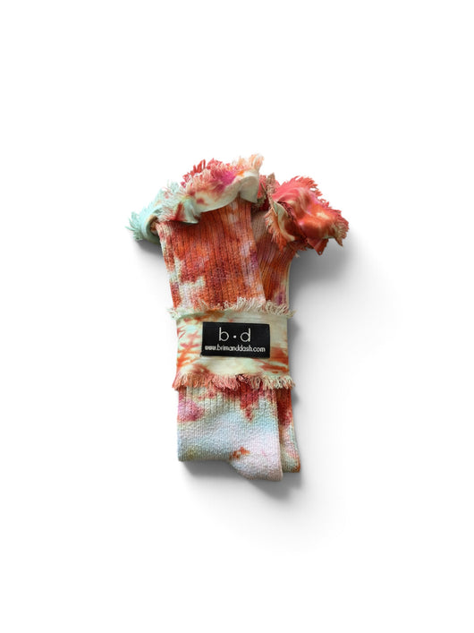 Bamboo hand dyed socks with ruffle