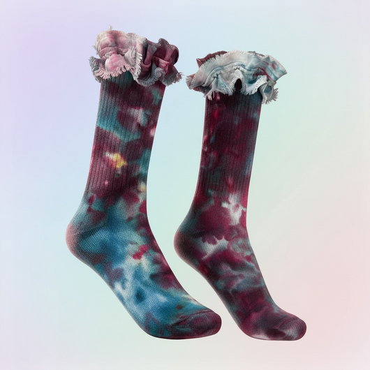Bamboo- hand dyed socks with ruffle