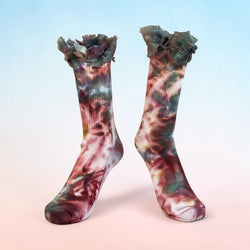 Bamboo hand, dyed socks with ruffle
