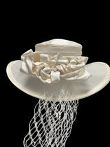 Ivory silk derby hat or wedding hat 22.5” medium.