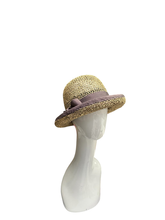 Seagrass cloche with lavender ribbon  Med -