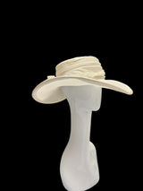 Ivory silk derby hat or wedding hat 22.5” medium.