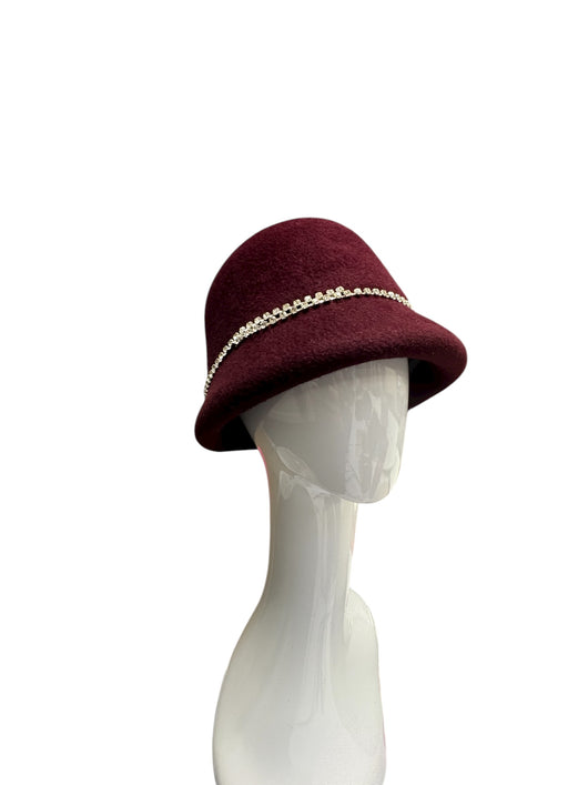 The Perfect Cloche - wine/rhinestones M-
