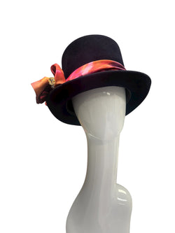 Black Top Hat with silk trim 56cm-