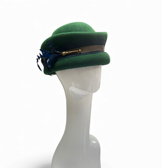 Green Revere with navy/taupe trim 59cm-