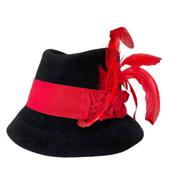 Black Mad Hatter with red feathers - large.