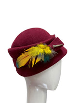 Cranberry Asymmetrical Cloche. medium