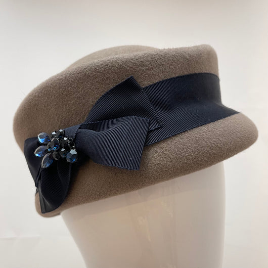 Taupe Revere with Navy ribbon