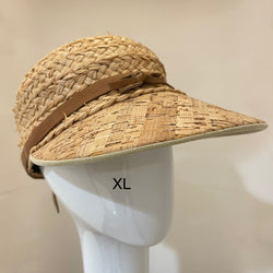 Raffia Sport hat -Cork and leather brim - xl