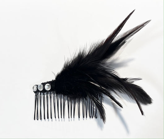 Swarovski hair comb with feathers