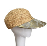 Silver and Gold leather Raffia Sport Hat