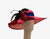 Derby Hat - Pink sinamay with pink floral silk trim