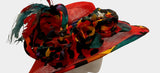 Derby Hat - Red Sinamay and Silk