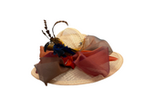 Derby Hat - Ivory sinamay with silk organza trim