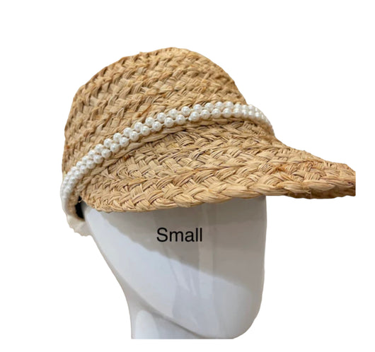 Raffia Sport hat -raffia brim with pearls! - small