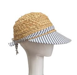 Raffia Sport hat  grey/white striped- small