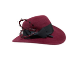 Wine velour brimmed hat - Small