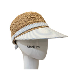 Raffia Sport Hat - baby blue stripe - medium