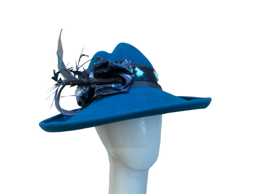 Turquoise Large brim Hat - Small.