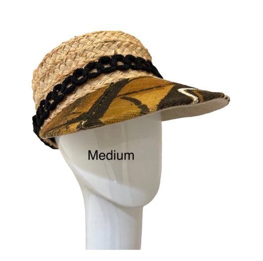 Raffia Sport hat - multi mud cloth brim - medium