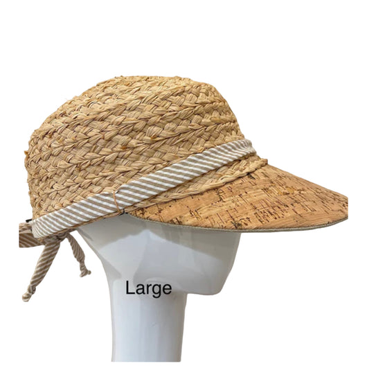 Raffia Sport Hat - cork brim - large