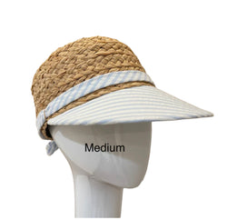Raffia Sport hat  - beige / White striped - medium