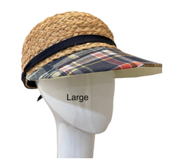Raffia Sport hat  - madras brim- large