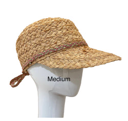 Raffia Sport hat - Straw brim with braided trim- medium